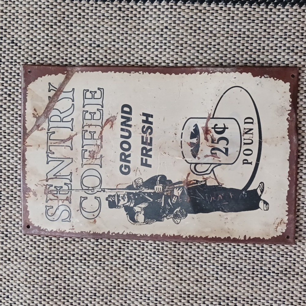 Vintage Sentry Coffee Metal Advertismemt Display Sign